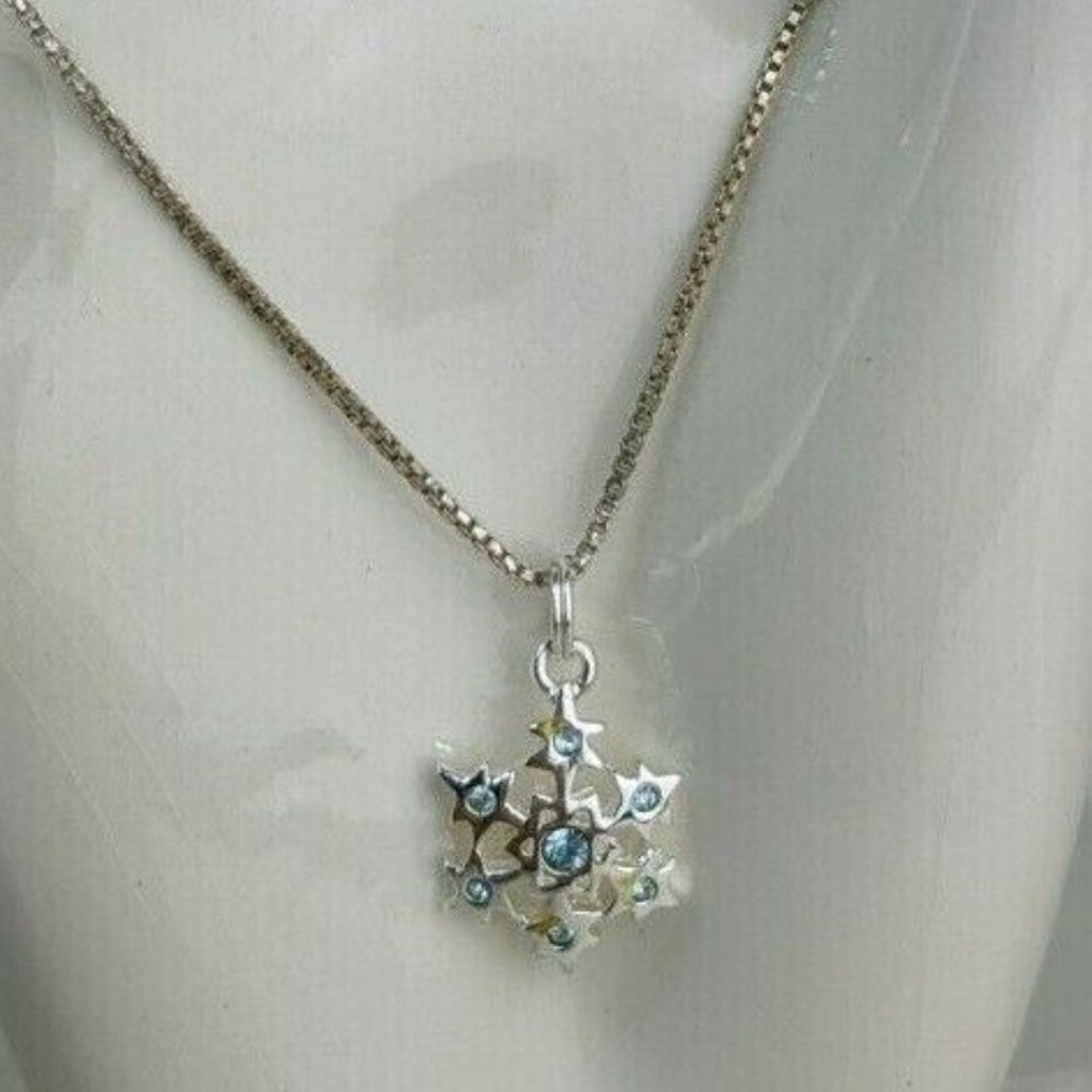 Vintage 925 Silver Snowflake Pendant Necklace